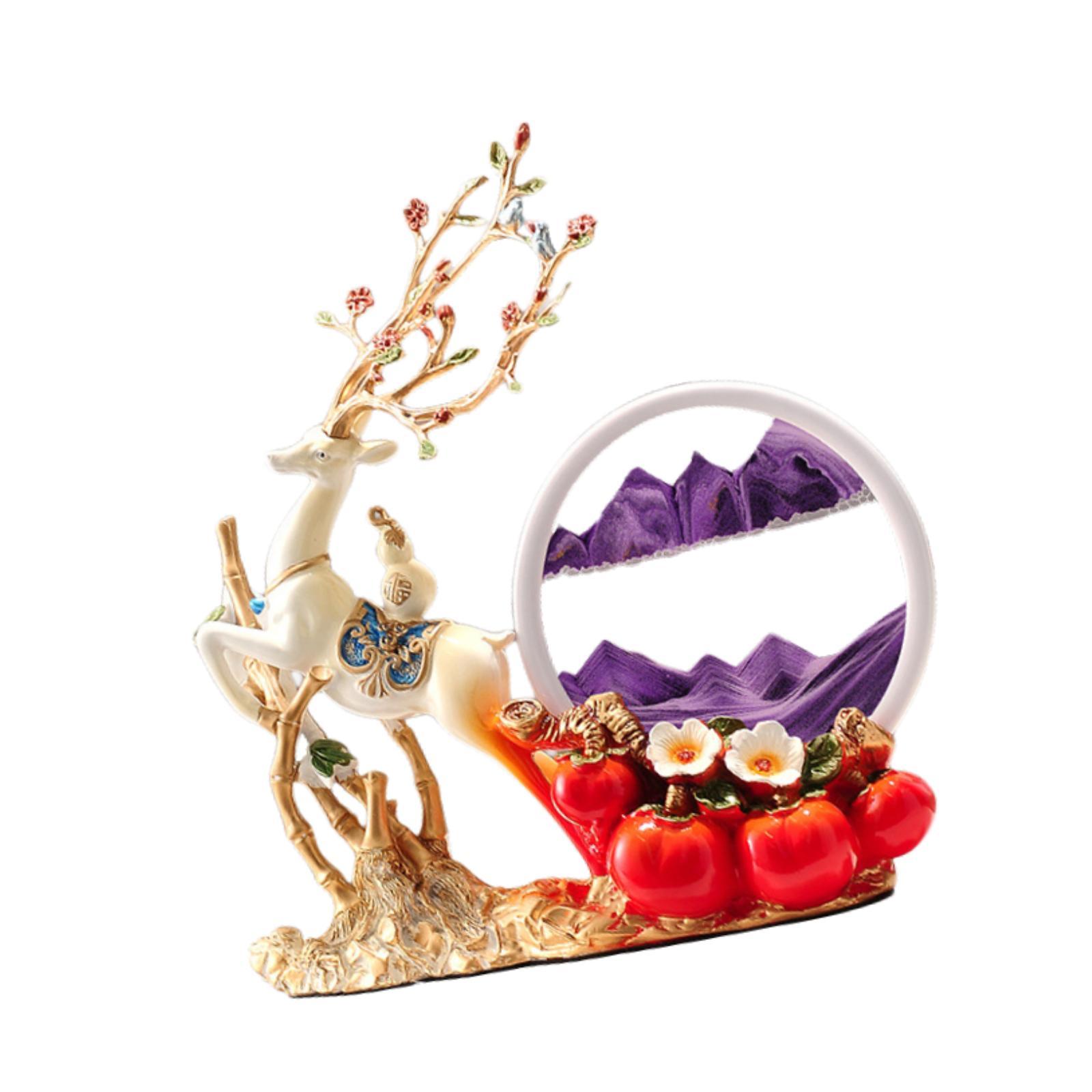 Decor Deer Figurine Resin Orna - Sand Art Picture 评论和价格