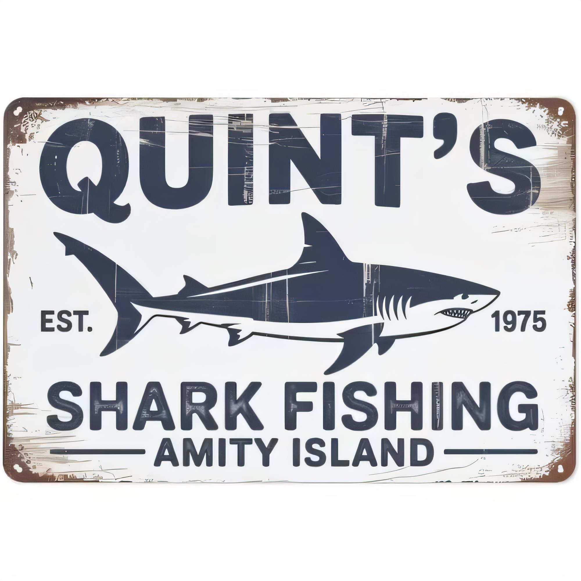 Tin Sign, Shark Fishing Amity  - Home Decor Nautical 评论和价格