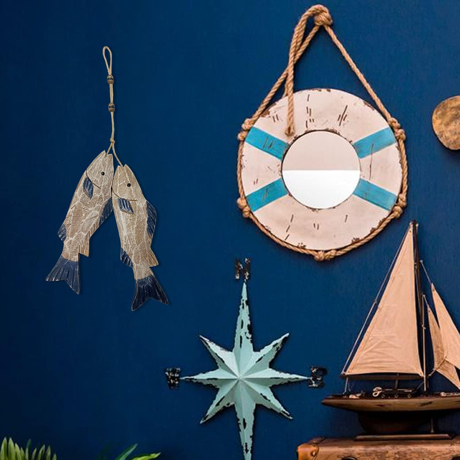 Carved Antique Wood Fish Wall  - Home Decor Nautical 评论和价格