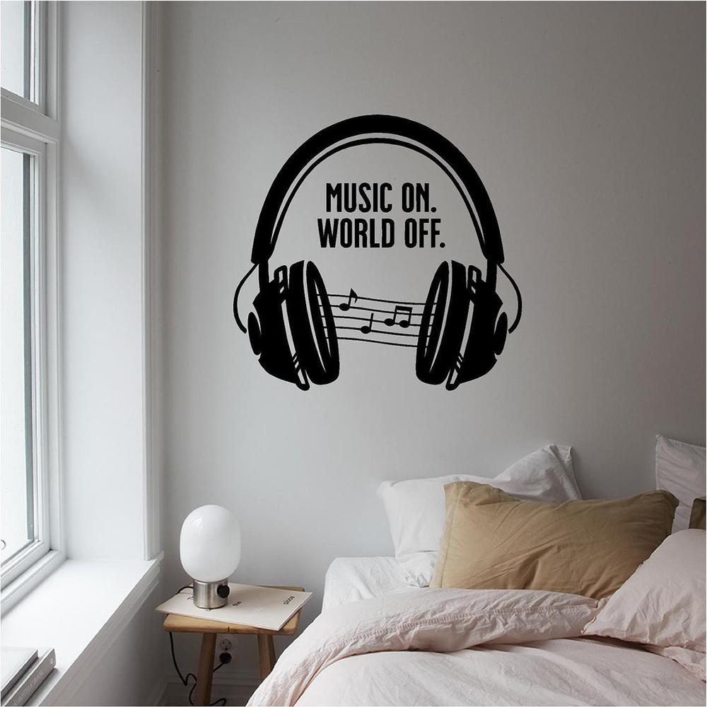 Music headset Wall Decals Quot - Home Decor Quotes On Wall 评论和价格