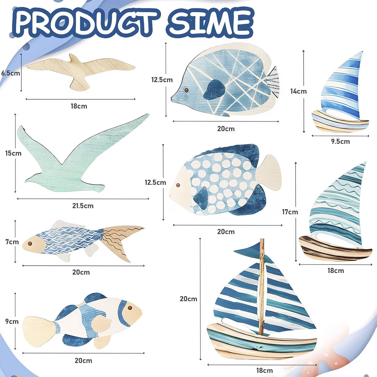 9Pcs Tropical Fish Seagull Sai - Home Decor Nautical 评论和价格