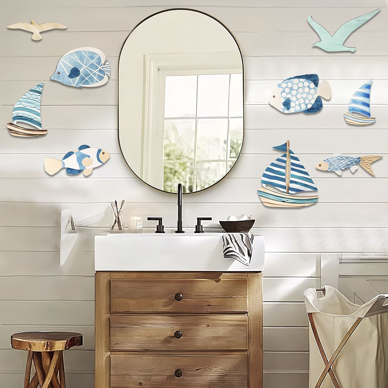 9Pcs Tropical Fish Seagull Sai - Home Decor Nautical 评论和价格