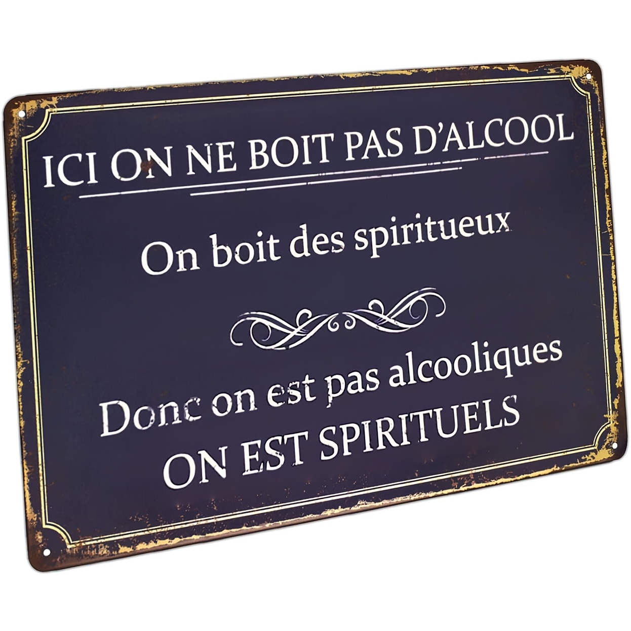 Vintage Metal Sign Ici on ne b - Home Decor Quotes On Wall 评论和价格