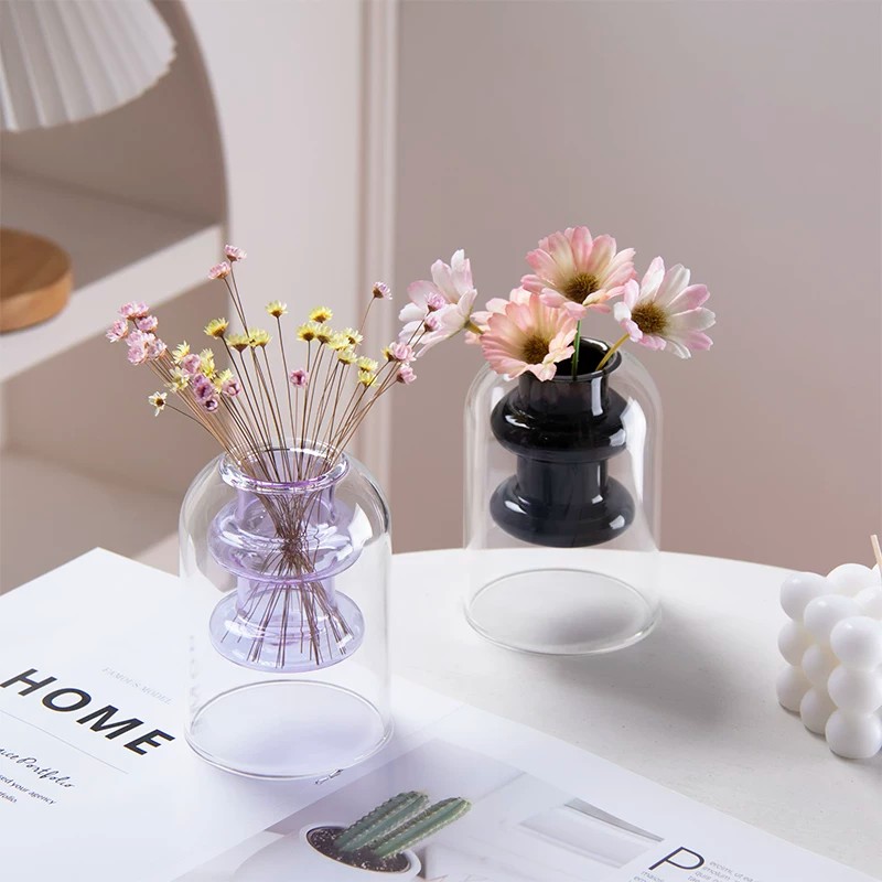 Nordic Double Layer High Boros - Glass Vase Nordic 评论和价格